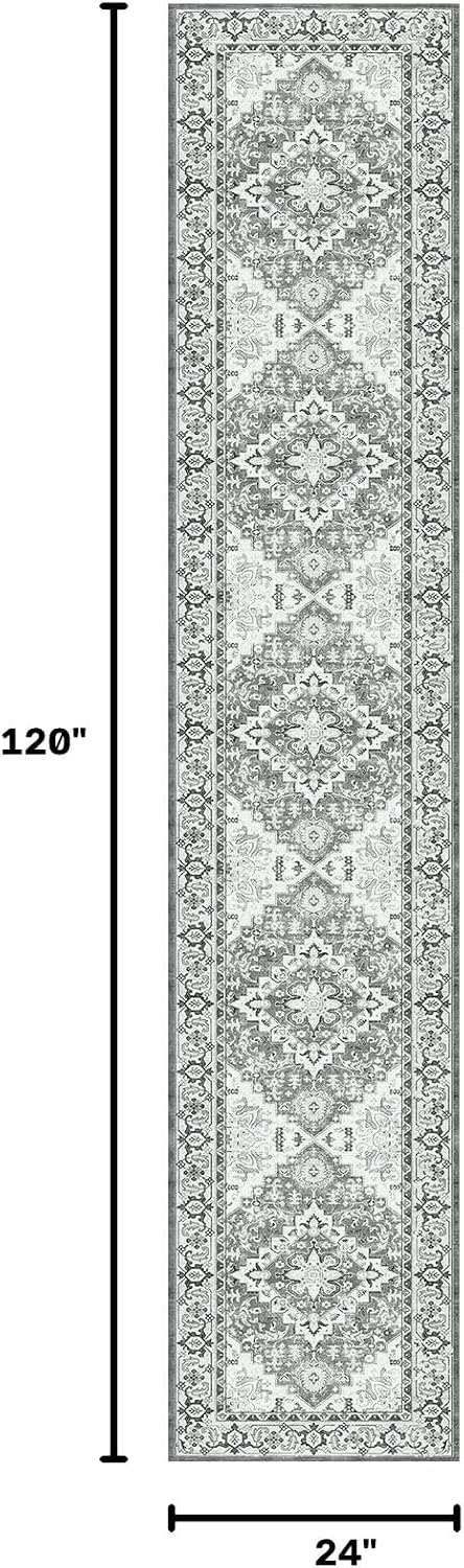 Runner Rug, Washable Entryway Rugs, Grey White