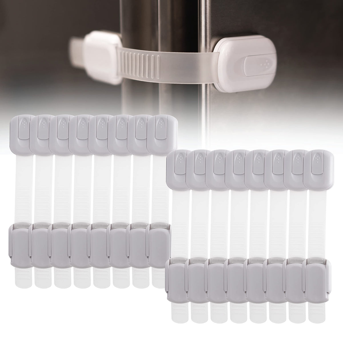 16-Pack Child Proof Locks for Cabinet Doors, Drawers, Fridge, Toilet Seat, Dishwasher, Trash Can, Cupboard - 3M