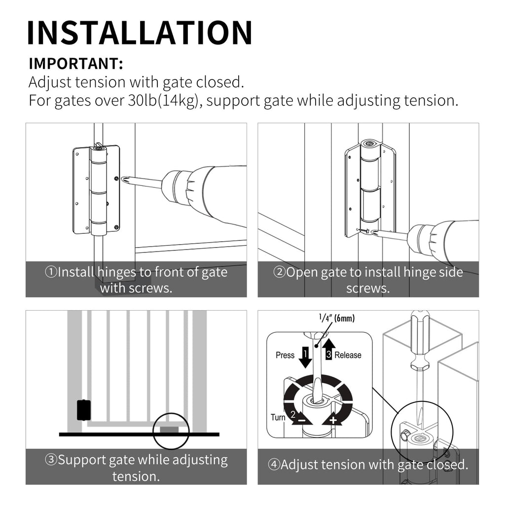 Upgraded 5.75" Aluminum Self Closing Gate Hinges, Fence Gate Hinge for Aluminum | Vinyl | Iron | Wood Gates, Self