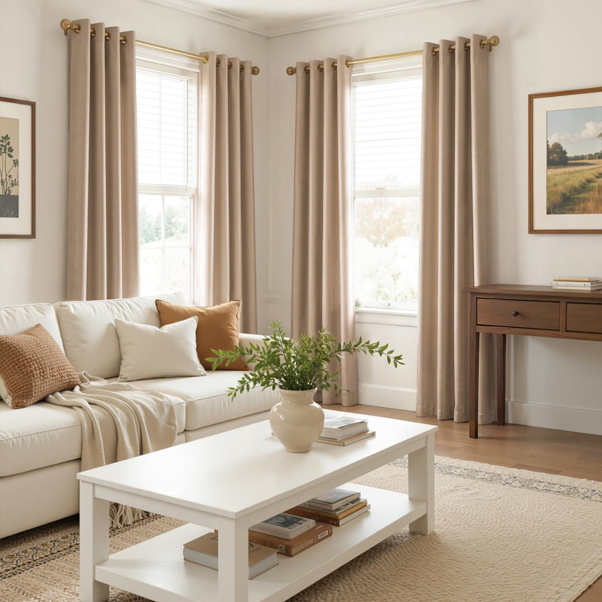 Beige Velvet Curtains 84 Inch Length Bedroom Khaki Elegant Luxury Room Darkening Grommet Drapes Viral Famous Blackout