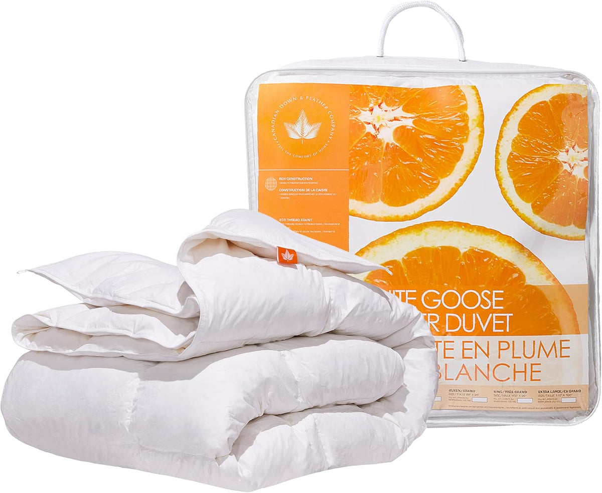 Down & Feather Co. - All Season White Goose Feather Duvet Comforter King - 233 TC Shell 100% Cotton - Oeko TEX Certified