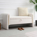 Modern 52" Storage Ottoman Bench, Upholstered End of Bed Storage Bench with Armrests, Entryway Bench, Teddy Foot Rest