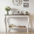 39" Narrow Farmhouse Entryway Table with Storage Shelf, Soft White