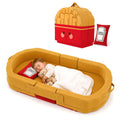 Toddler Travel Bed "French Fries" Style with "Ketchup" Pillow - Portable Toddlers Floor Beds, Foldable Soft Foam