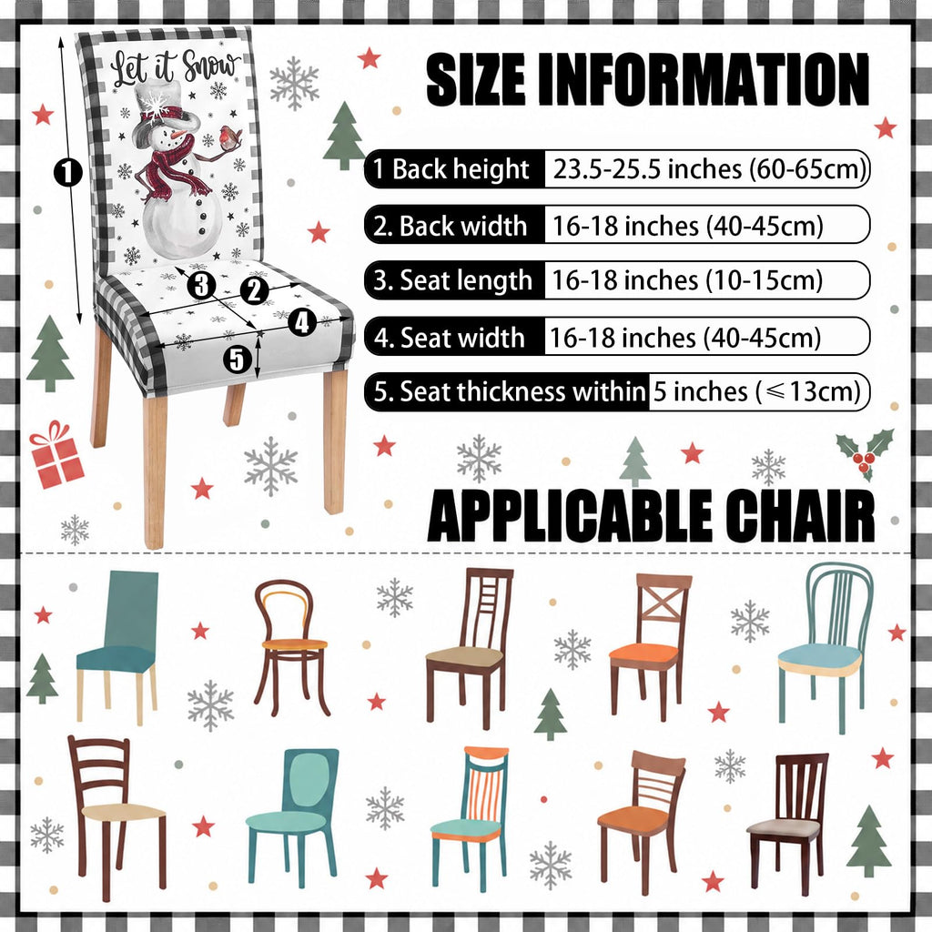 6 Pcs Christmas Chair Cover Stretch Seat Slipcovers, Vintage Style