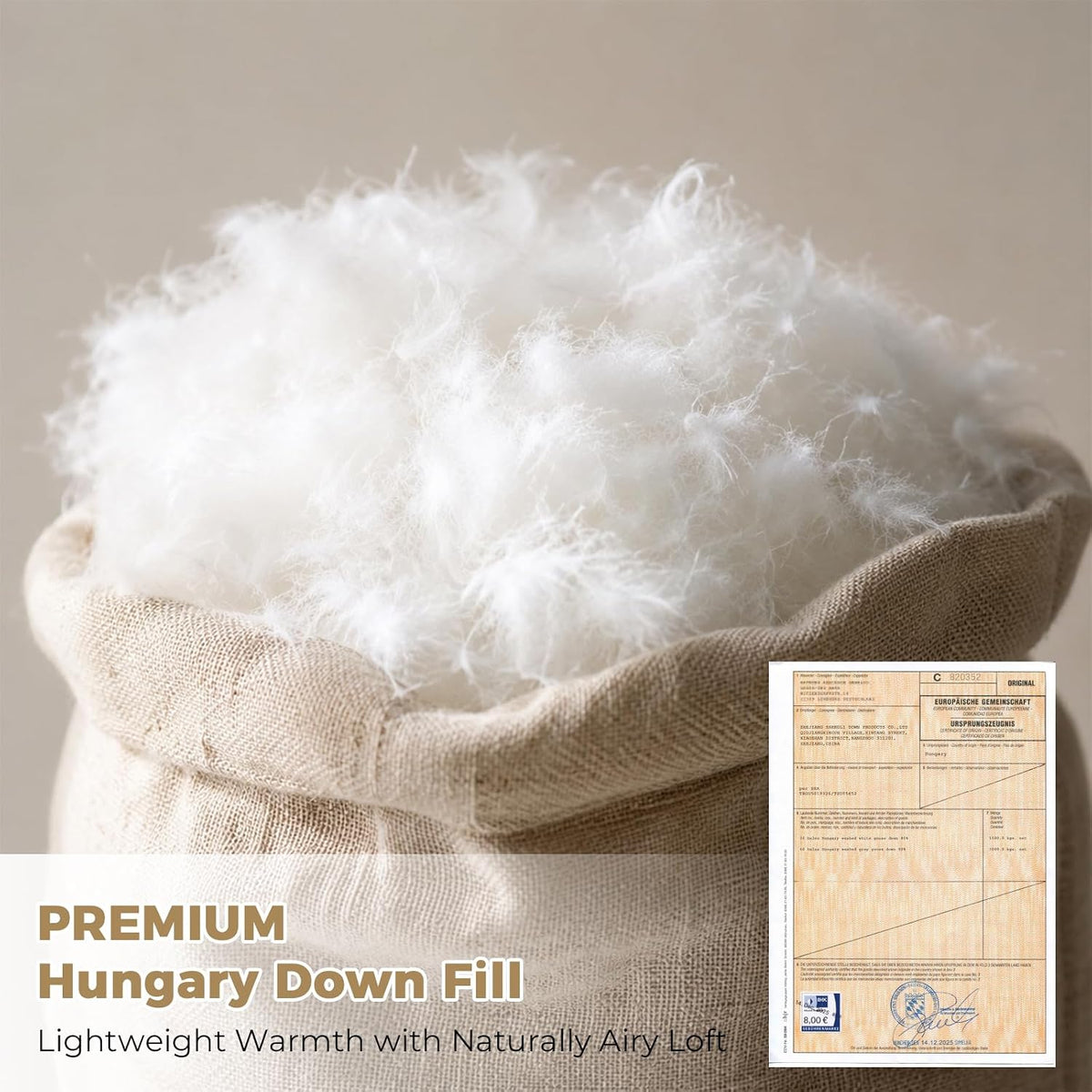 Hungarian Feather Down Comforter Cal King,100% Organic Cotton Duvet Insert
