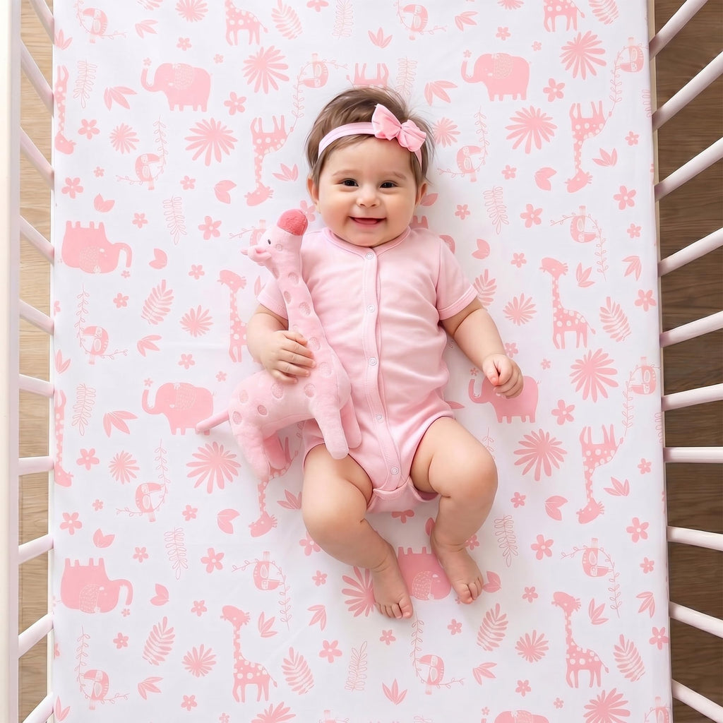 Crib Bedding Set with Plush Toy for Baby Boys Girls, Oeko-Tex