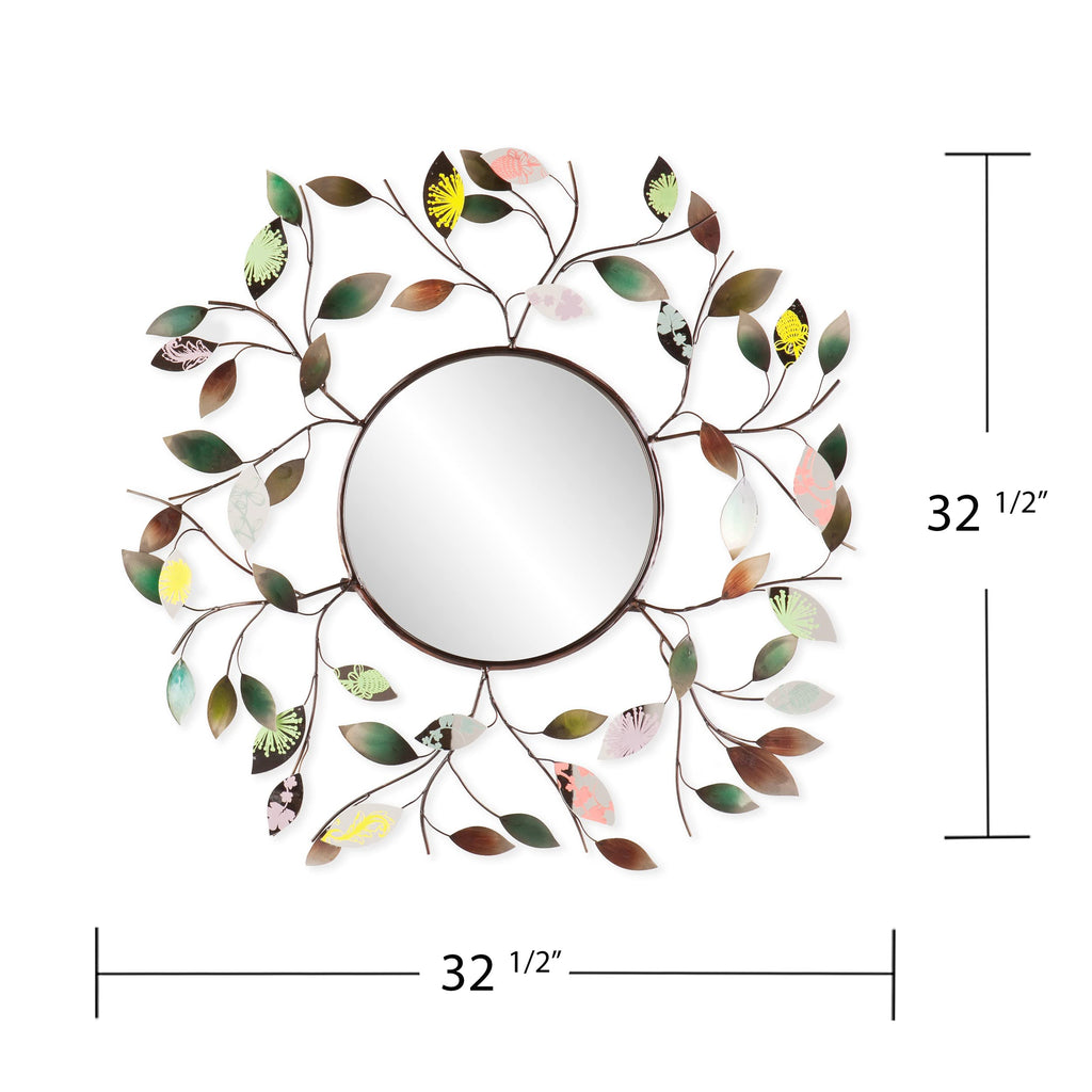 Millara Decorative Metallic Leaf Wall Mirror - Transitional Design, Multi Metal - Fully Assembled - Ideal (WS9811)