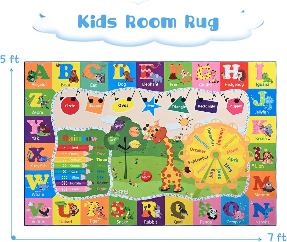 BENRON Kids Rug for Playroom Classroom, Fun Play Mat with ABC Alphabet