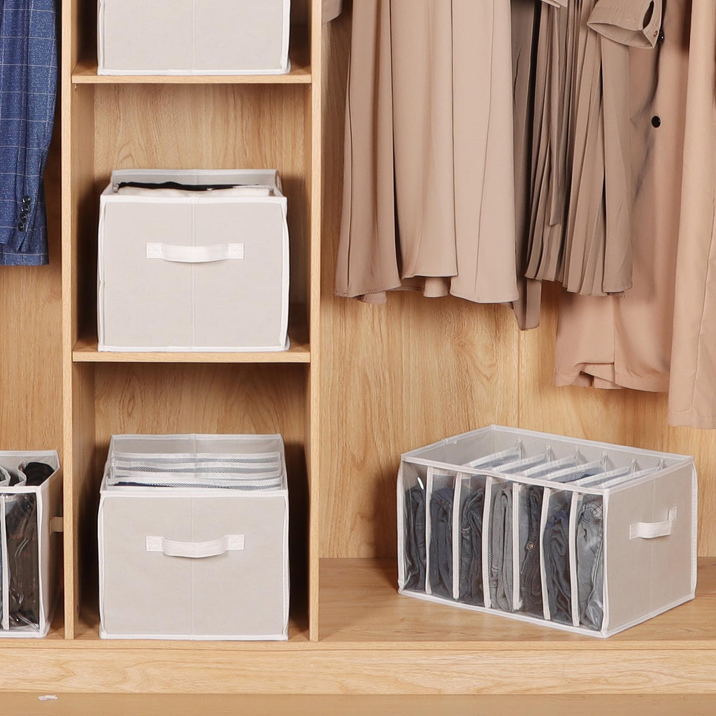 Pants Organizer for Closet Closet Drawer Organizer, Beige, 6 Pack