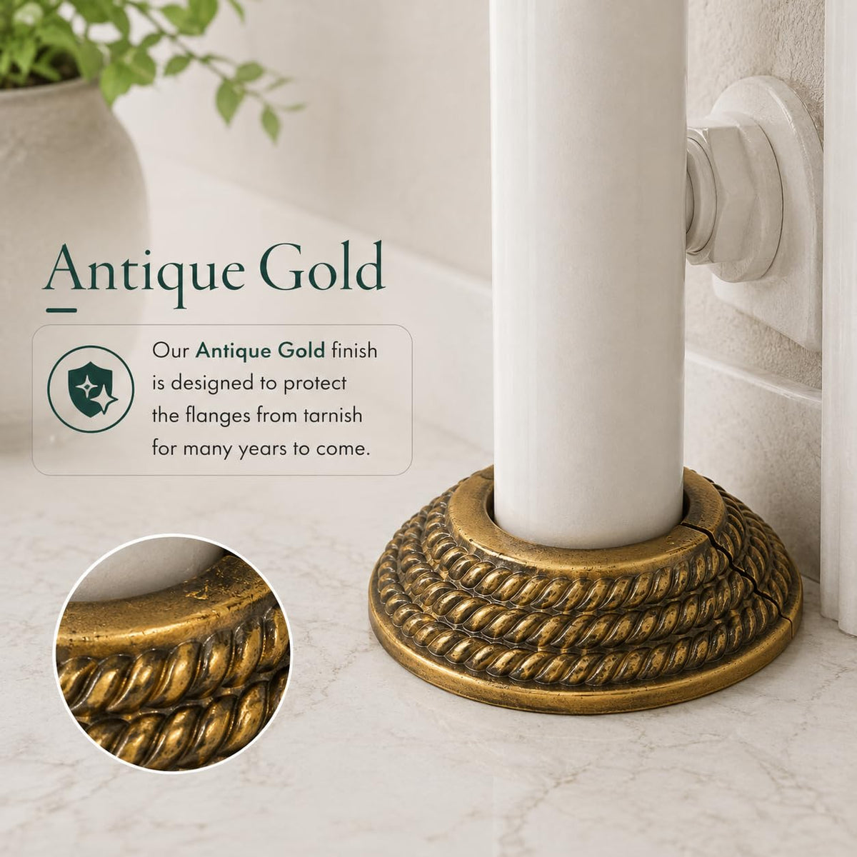 3.13 in OD Antique Gold Radiator Flange