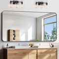 Large Bathroom Mirror 72x36 Inches, Black Oversized Wall Mirror for 2 Sinks Aluminum Frame Full Length Rounded Corner