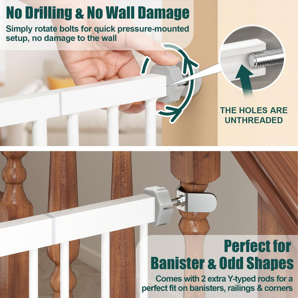 36" Extra Tall Baby Gate for Doorways, Fits 29.7" to 46" Openings