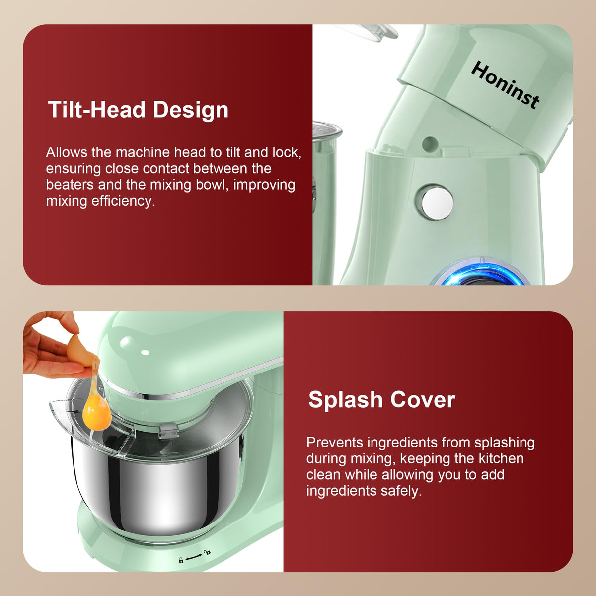 4QT Electric Stand Mixer, 10-Speed Tilt-Head Compact Kitchen Mixer