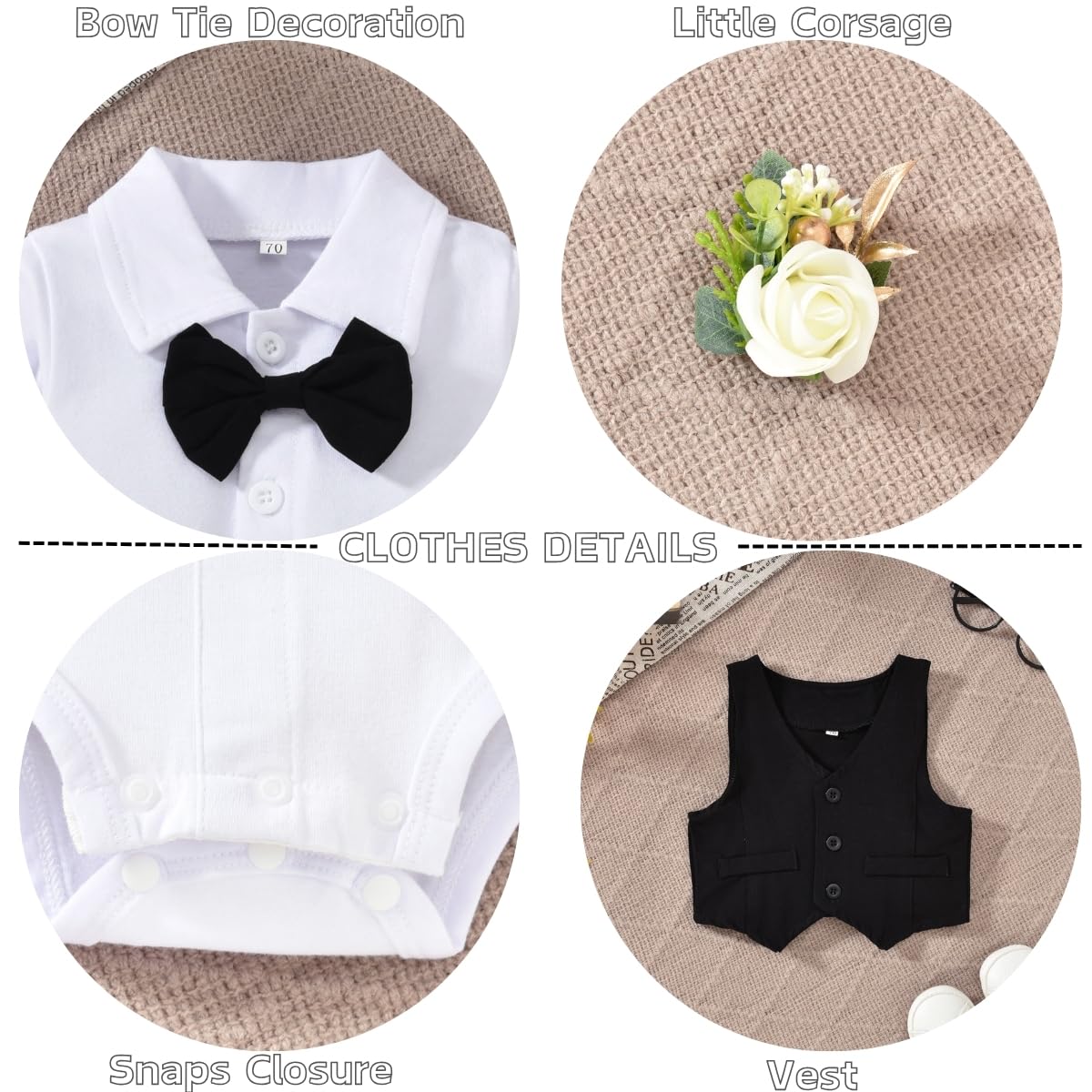 Baby Boy Suits Infant Gentleman Outfit Formal Suit Set Black