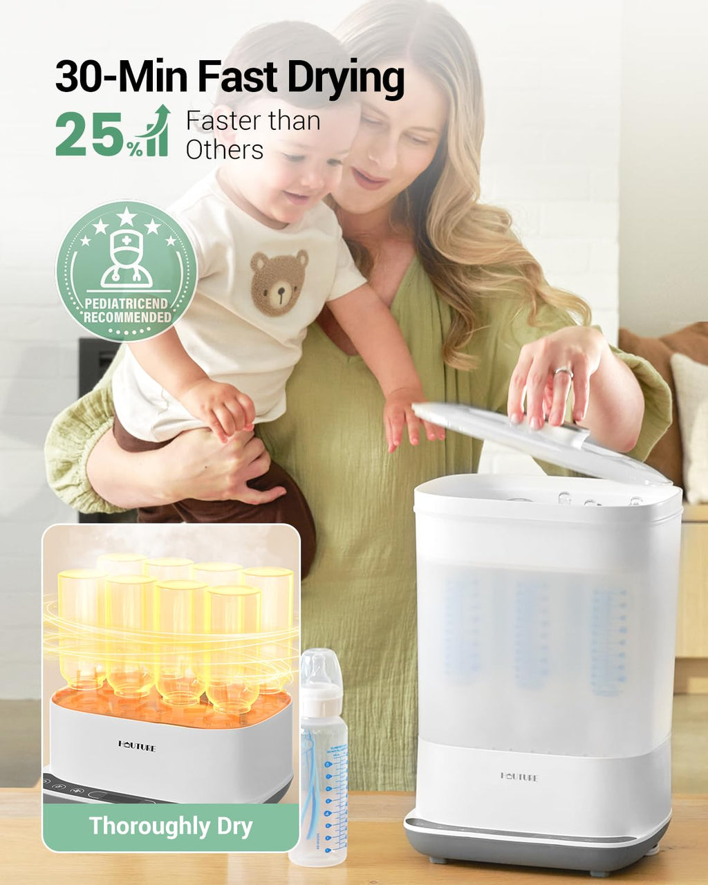 6-in-1 Baby Bottle Sterilizer and Dryer, Large Capacity