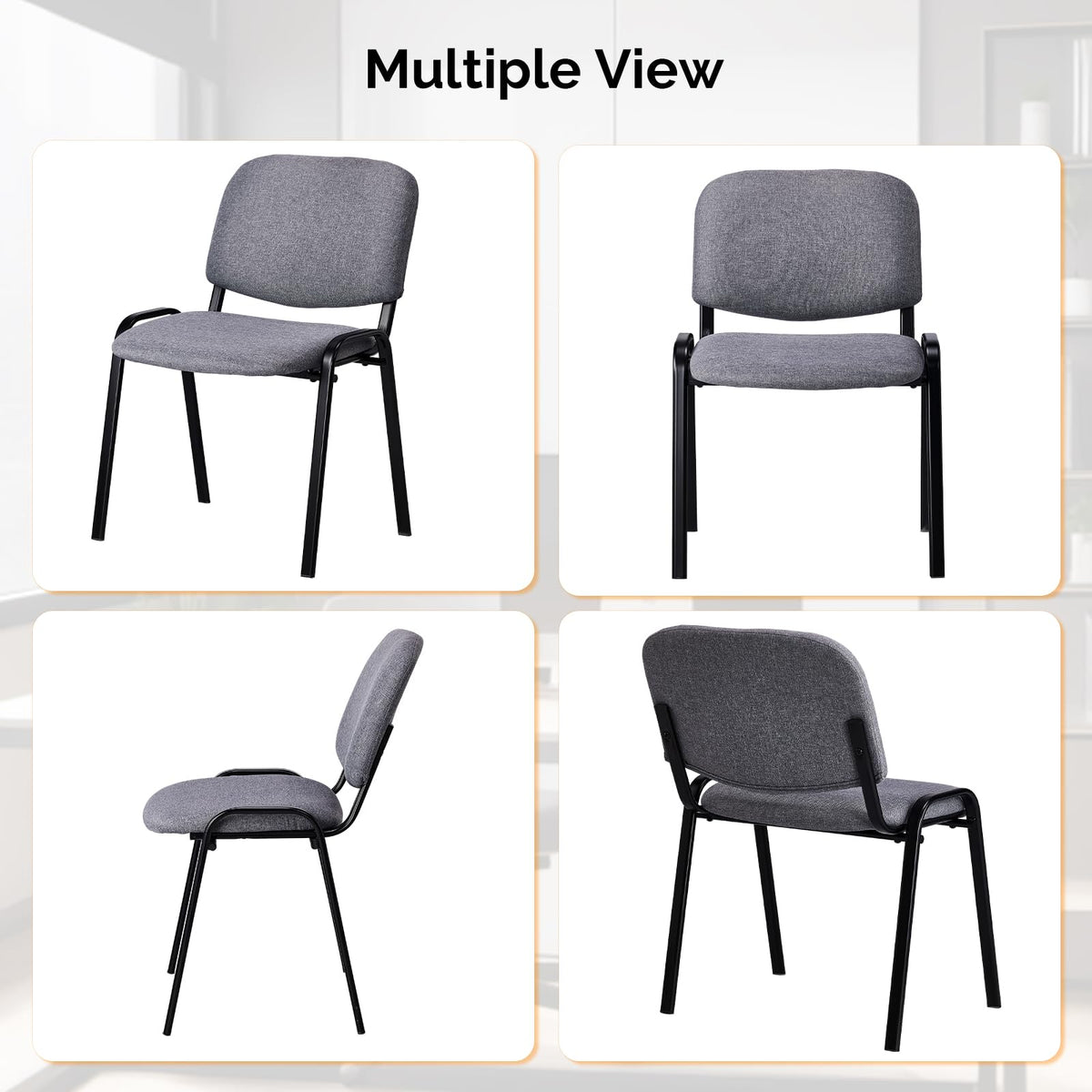 10-Pack Waiting Room Chairs, Stackable Chair, Fabric-Grey