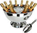Stainless Steel Champagne Bucket with Scoop, 15.3" Large Capacity Ice Bucket with Detachable Base, Mirror Polished