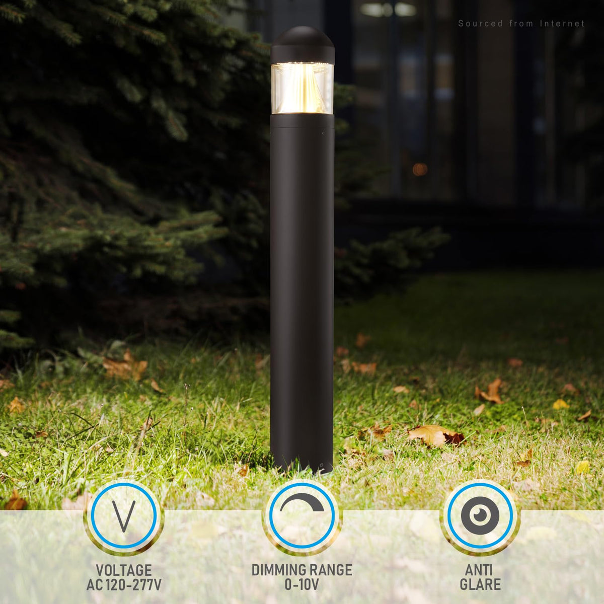 3CCT LED Bollard Landscape Pathway Light, 43", Beam-Focus