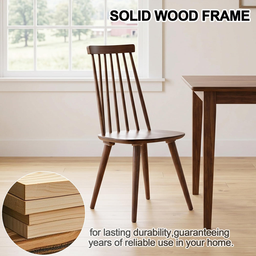 Windsor Wooden Dining Chairs Set of 4, Spindle Back Dining Chairs