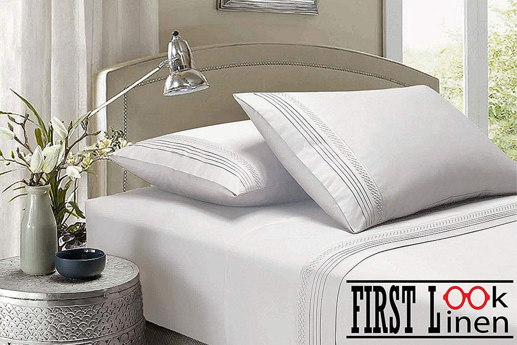 Ruffled Bed Skirt Navy Blue Color 14 Inch Drop 600 Thread Count Dust Ruffle with Platform, Wrinkle and Fade