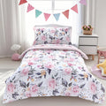 Toddler Bedding Set for Girls, 4 Piece Soft & Breathable Floral Crib Bedding Set, Bed-in-A-Bag Toddler Microfiber