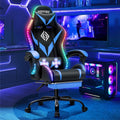 RGB Gaming Chair with Massage & Footrest Racing Style Computer Chair-Blue
