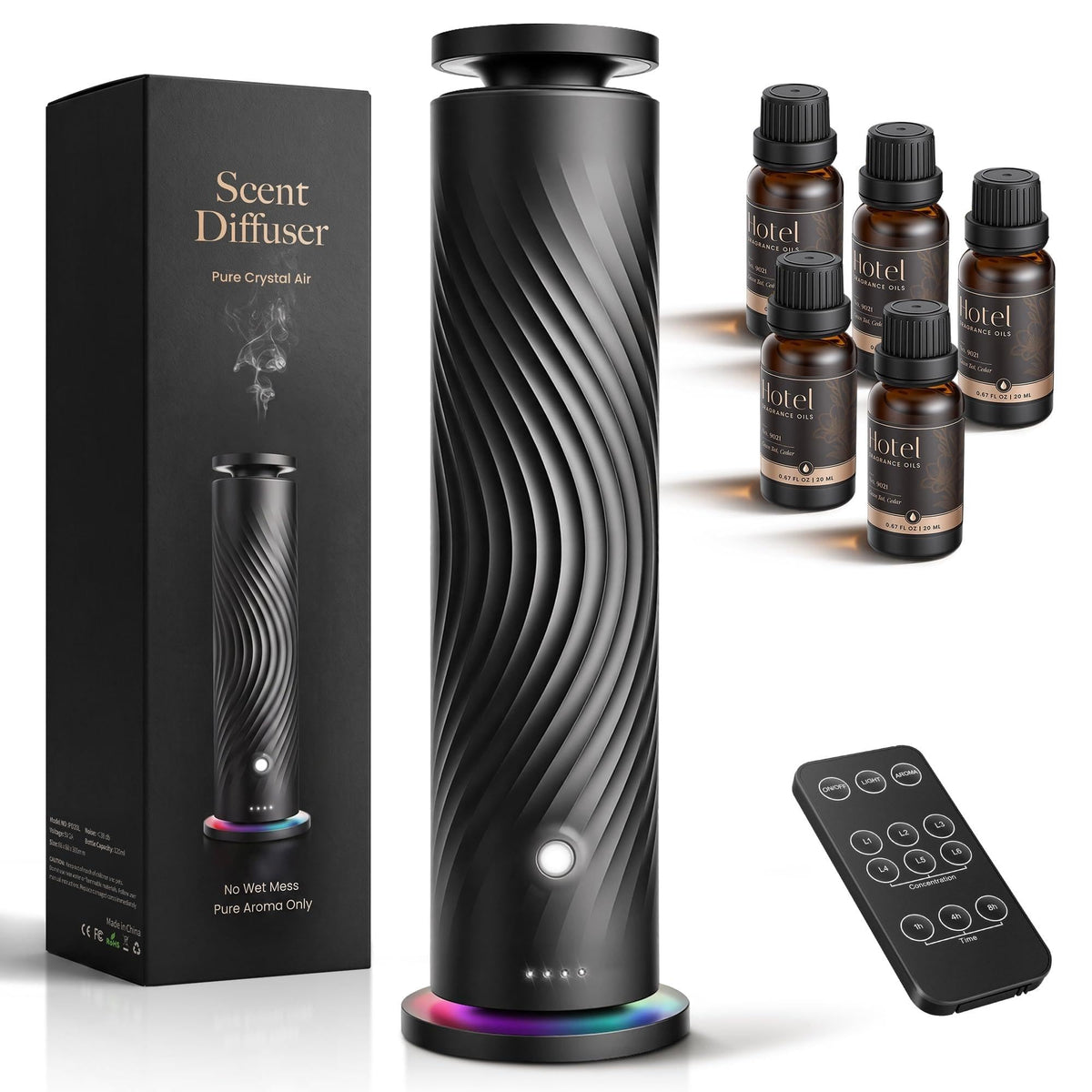 Waterless Essential Oil Diffuser, Starter Kit with 5 Oils