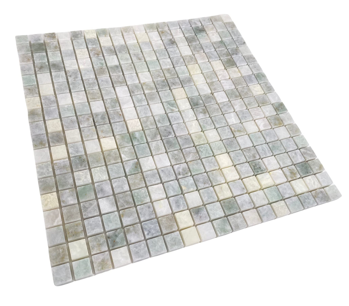 Light Ming Green Yellowish and Onyx and Grey Marble Polished Mini Square 5/8x5/8 Mosaic Tiles Backsplash Bathroom