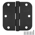 18 Pack Matte Black Door Hinges 3.5 Inch, 5/8" Radius Rounded, Standard Residential for Doors 3 1⁄2", Sturdy Hinges