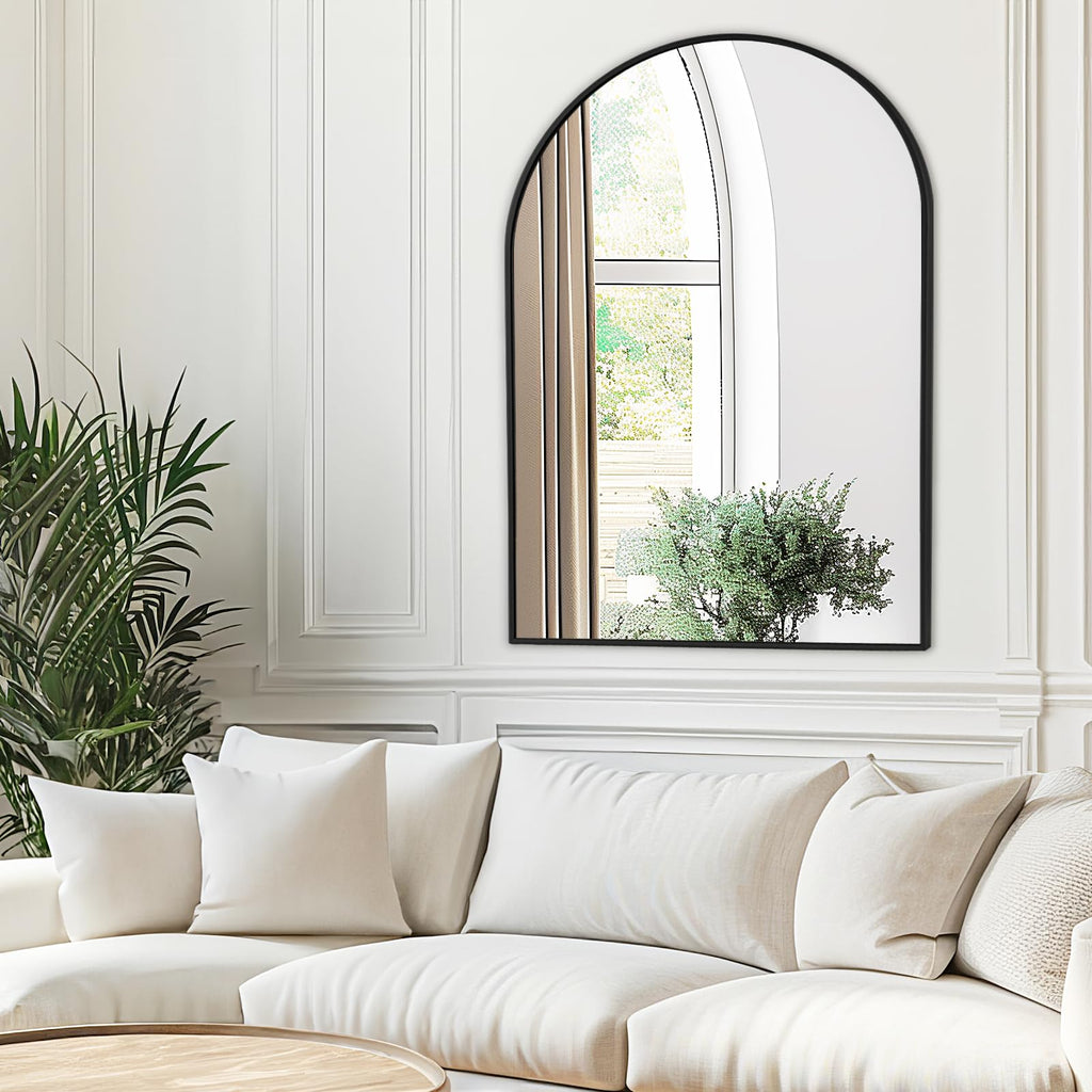 Black Arched Bathroom Mirror for Over Sink 30x40, Large Wall Arch Mirror