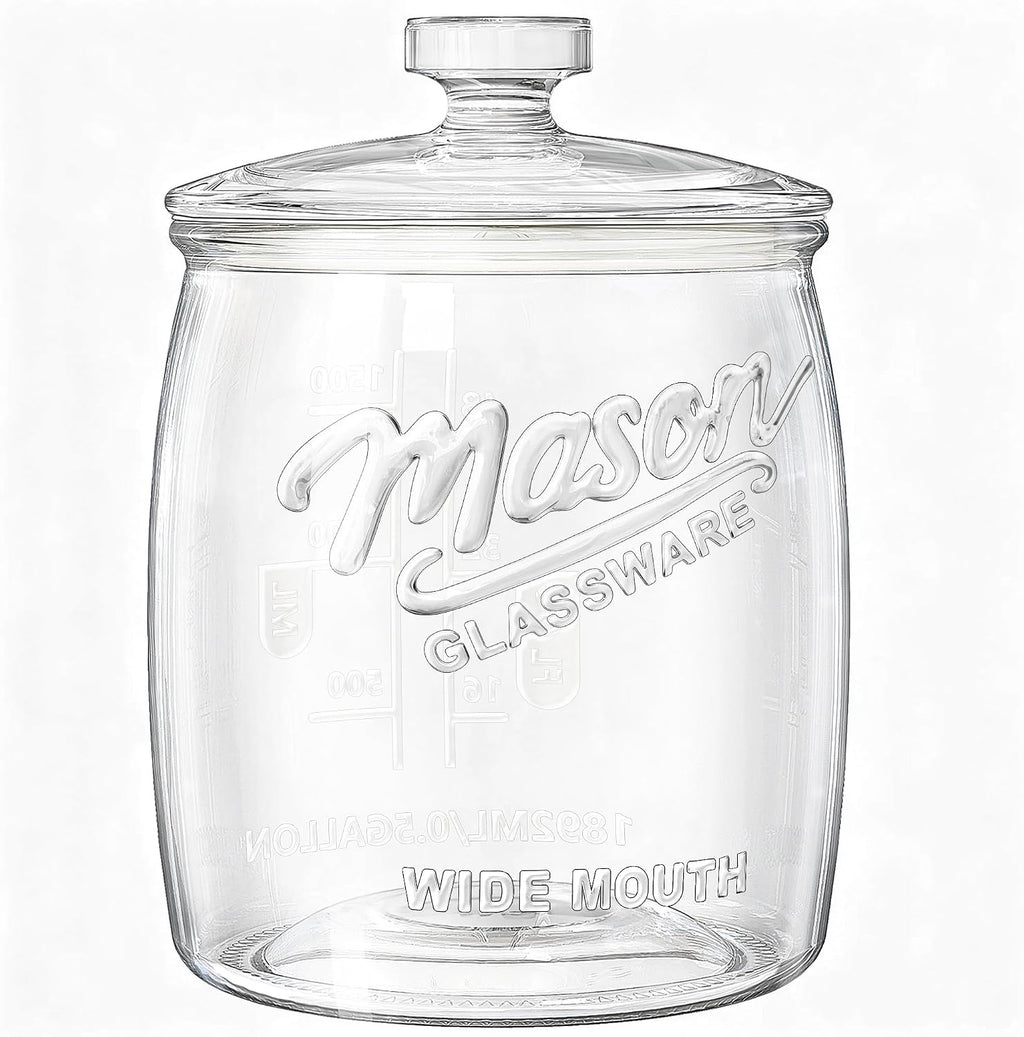 Wide Mouth Cookie Jar, 1/2 Gallon Glass Jar for Airtight Food Storage, 64oz