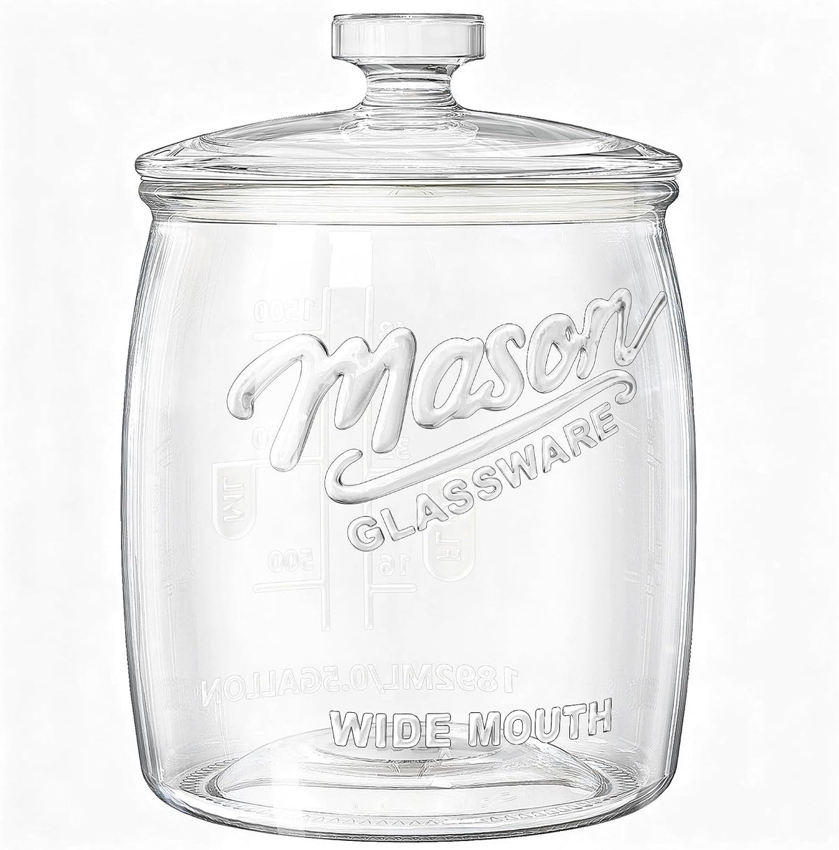 Wide Mouth Cookie Jar, 1/2 Gallon Glass Jar for Airtight Food Storage, 64oz