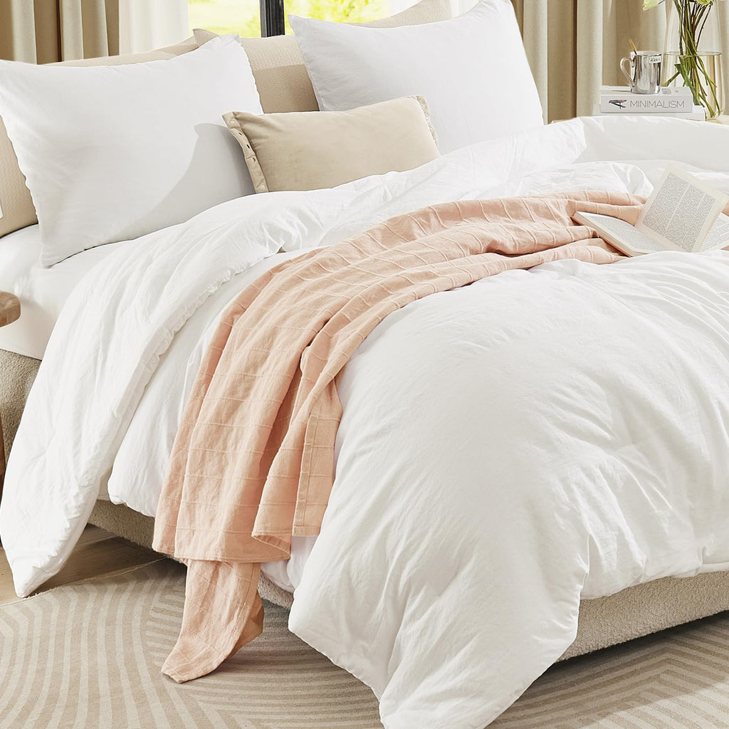 Comforter Set-3 Pieces Soft Arctic White Comforter Bedding Set