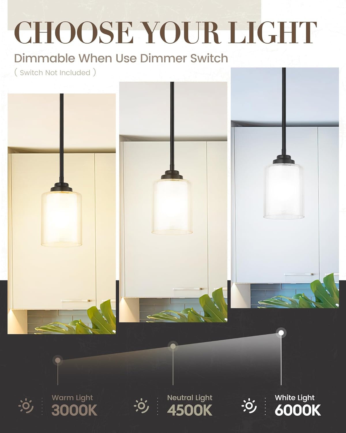 Modern Pendant Light, Matte Black Pendant Lights Kitchen Island,Farmhouse Pendant Lighting for Dining Room Bedroom