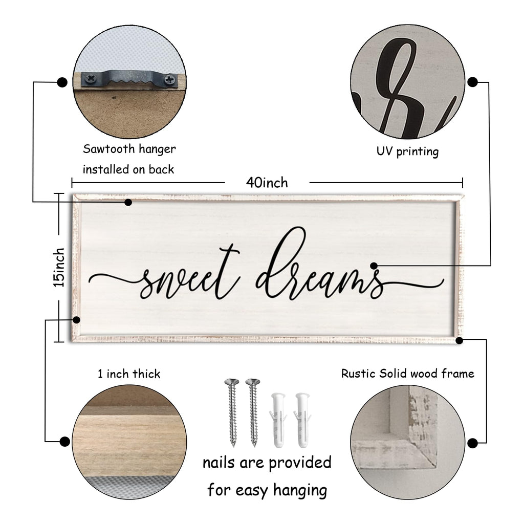Master Bedroom Sweet Dreams Wall Decor Above Bed 40''×15'', White
