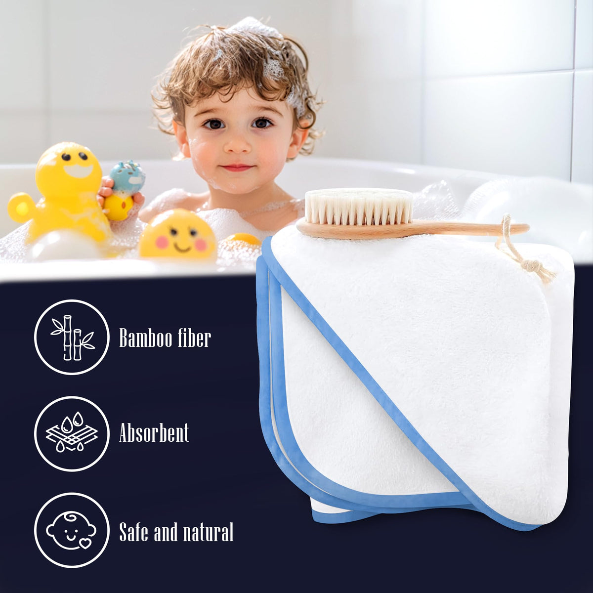 2 Pack Baby Bath Towel - Rayon Made from Bamboo, Ultra Soft Hooded Towels for Kids - X Large Size for 0-7 Yrs