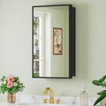 14 x 24 Inch Framed Medicine Cabinet Mirror , Black | Recessed or Wall Mount, Fits 13-3/8 x 22-13/16 Inch Rough