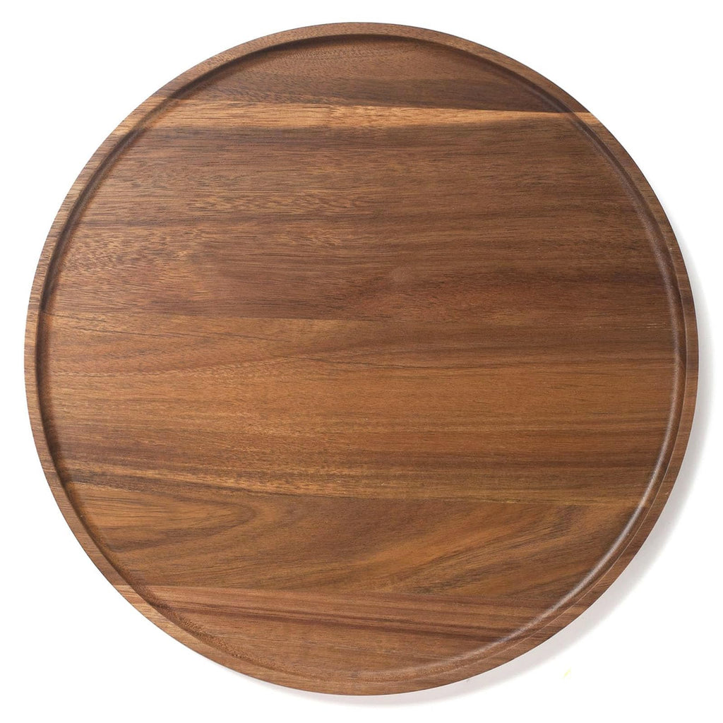 11.8" Round Wood Tray, Acacia Wooden Decorative Serving Tray for Coffee Table and Home Decor, Wooden Appetizer