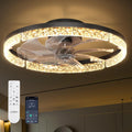 20" Black Flush Mount Chandelier Ceiling Fan with Light & Remote