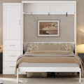 Full Murphy Bed with Wardrobe and Drawers, Space-Saving Wall Bed Frame with Storage Cabinet, Foldable Platform Bed