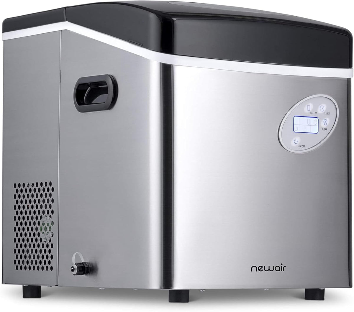 50 lb. Countertop Ice Maker | Portable Bullet Ice Machine | 12 Cubes in 7 Minutes, 3 Ice Sizes | Stainless Steel