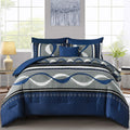 Comforter Set, Navy Blue Boho Bed in a Bag