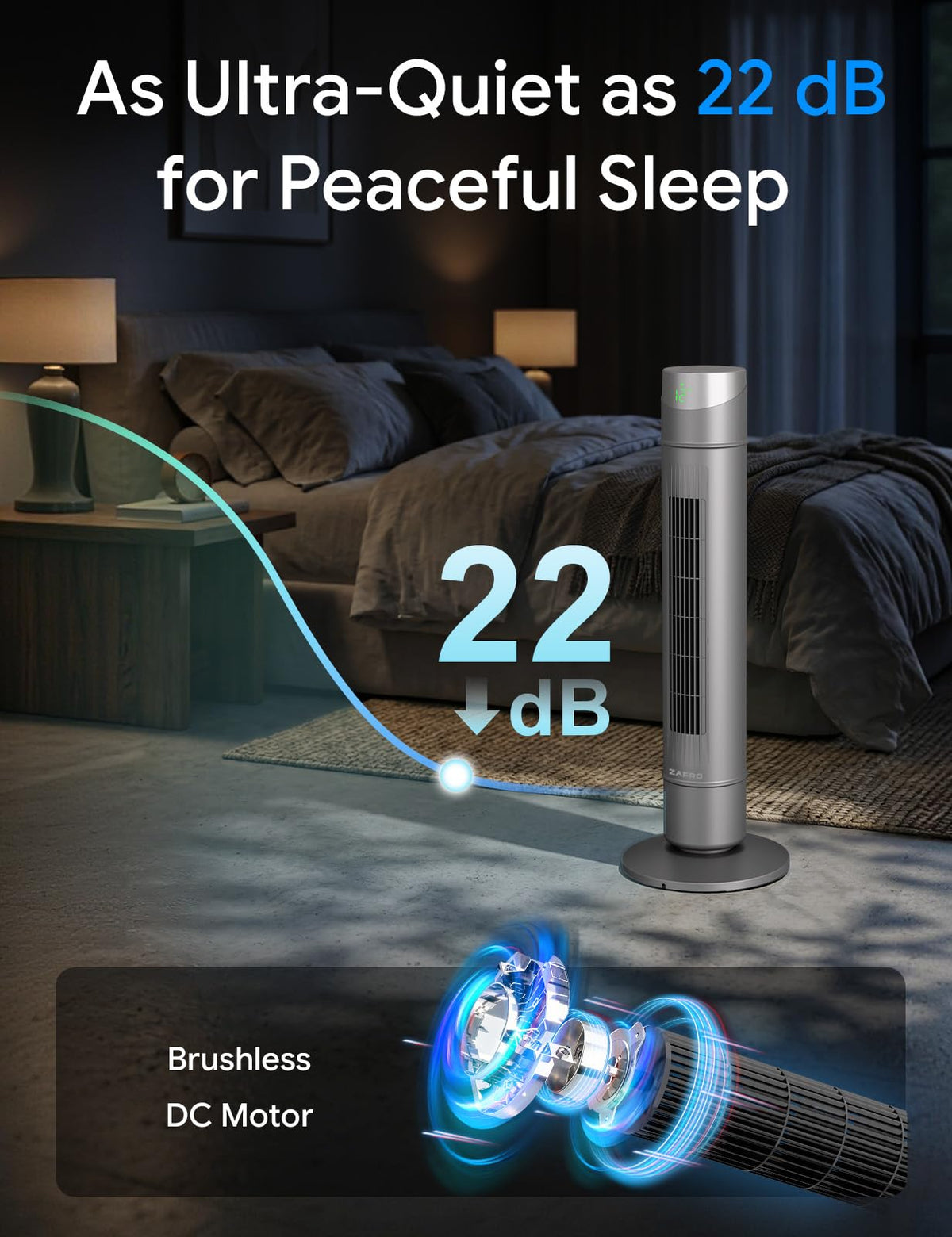 Smart Tower Fan ,Upgraded DC Motor Fans that Blow Cold Air
