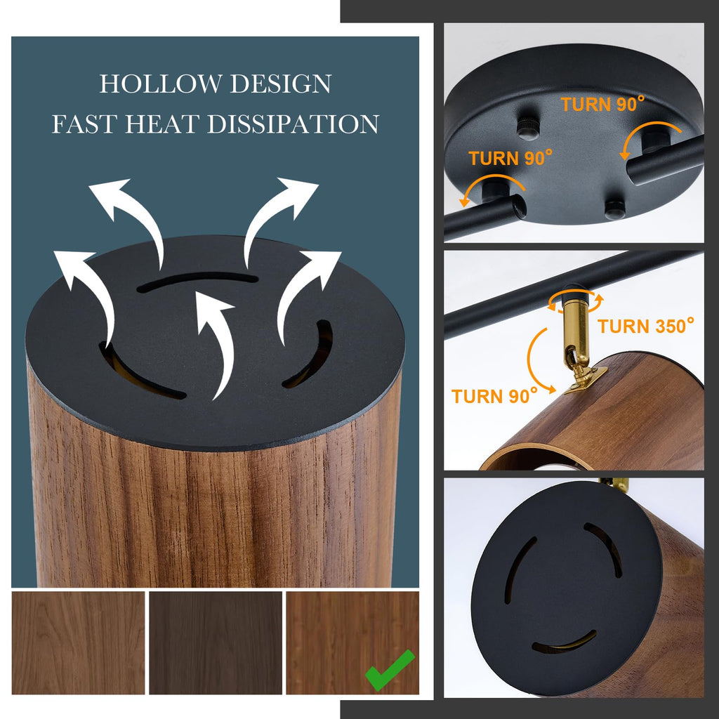 Modern 4-Light Track Lighting Kit, Matte Black & Dark Wood