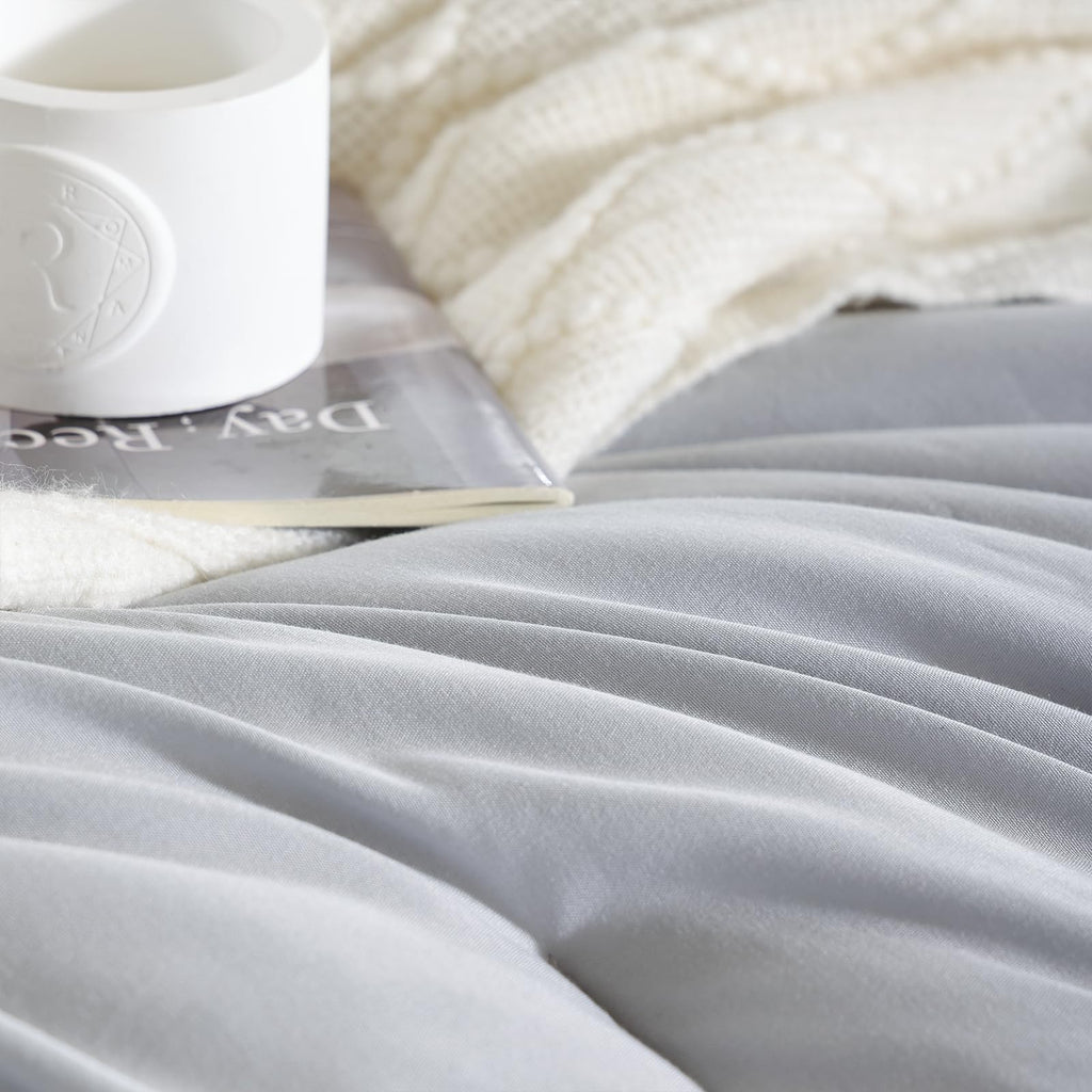Light Grey Comforter Set, All Season Lightweight Bedding Set