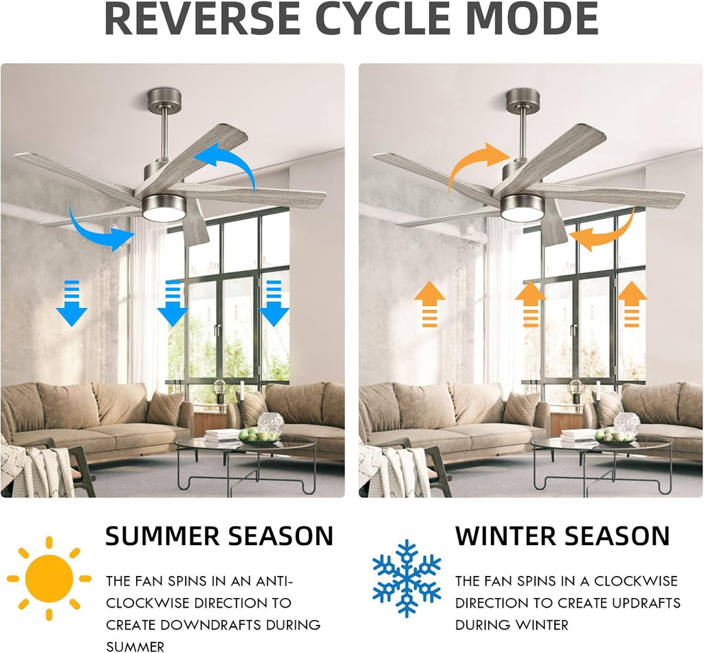 64" Wood Ceiling Fan with Light & Remote