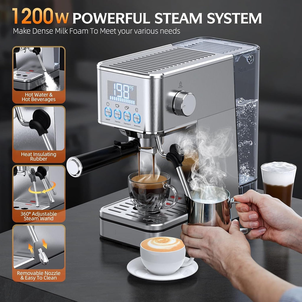 20BAR Espresso Machine, Cold Brew, Stainless Steel ,Silver