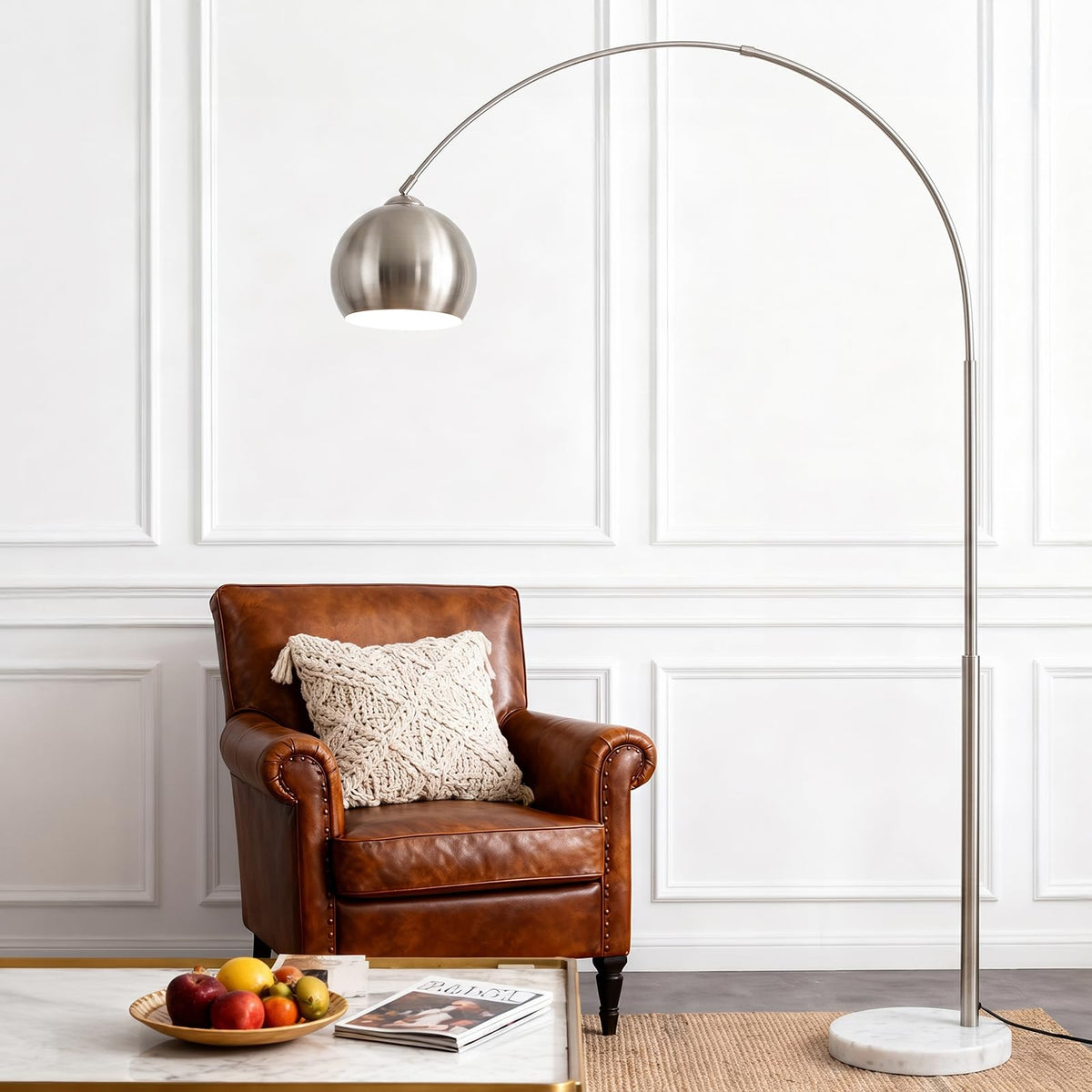 Inspired Arco Style 77" Arc Floor Lamp, Upgraded Standing Lamp with Remote