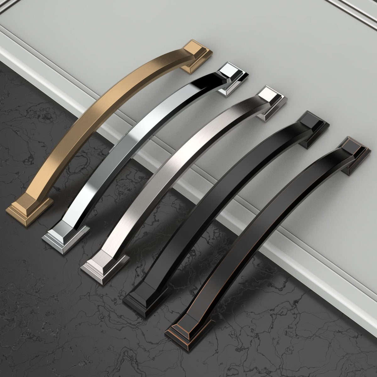 5 Pack 5 Inch(128mm) Polished Chrome Kitchen Cabinet Handles, Cabinet Pulls Kitchen Cabinet Hardware for Cupboard